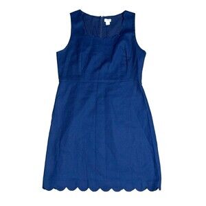 J Crew Women's Size 14 Navy Blue Sleeveless Scalloped Hem Shift Dress